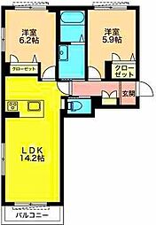 グランメゾン・アリエル 2LDKの間取図画像