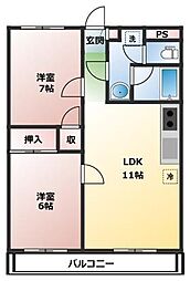 ストークハウス守山 2LDKの間取図画像