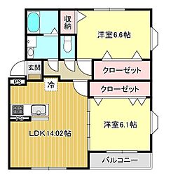 ベッラ・ビスタ 2LDKの間取図画像