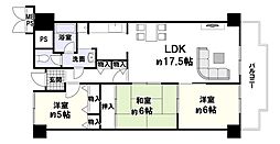 朝日プラザ千里北D棟 3LDKの間取図画像