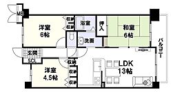 リベール千里新芦屋 3LDKの間取図画像