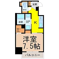 マリーベル栄 1Kの間取図画像