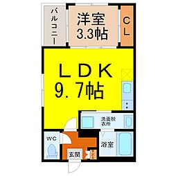 名古屋市中村区上石川町2丁目アパート 1LDKの間取図画像