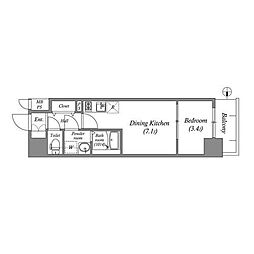 名古屋市中区金山3丁目マンション 1DKの間取図画像