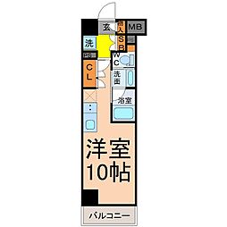 ザ・パークハビオ名古屋松原 ワンルームの間取図画像