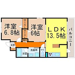LaTamidence駒止 2LDKの間取図画像