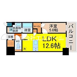 S-RESIDENCE亀島駅前ブレイズ 1LDKの間取図画像