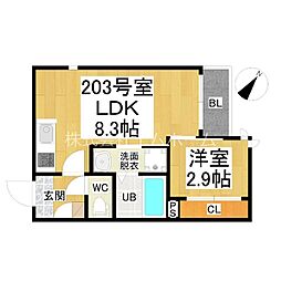 ジースマート笠寺 1LDKの間取図画像