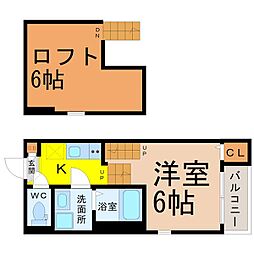 プリローズ名古屋 1SKの間取図画像