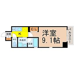 LUMINOUS千種 1Kの間取図画像