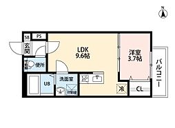 レガーロ荒子 1LDKの間取図画像