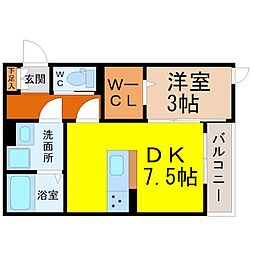 エバラン 1DKの間取図画像