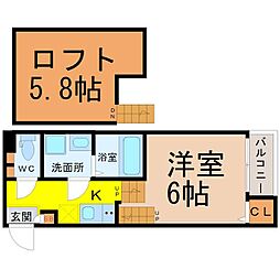 ユースター川名 1Kの間取図画像