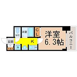 プレサンス大須観音駅前サクシード 1Kの間取図画像