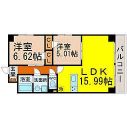S-FORT鶴舞reale 2LDKの間取図画像