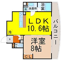 さくらHillsRiverSideWEST 1LDKの間取図画像