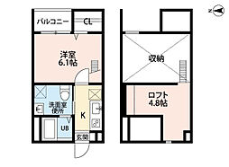 アラブランシュ中村 1Kの間取図画像