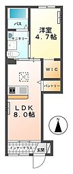 ラリュール1 1LDKの間取図画像