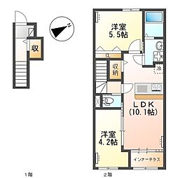 ルフト ヒュッゲ(Luft Hugge) 2LDKの間取図画像