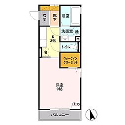 ペルス・ネージュ 1Kの間取図画像
