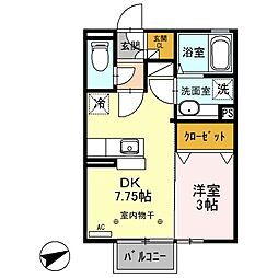 グランデ・フォレスタA 1DKの間取図画像