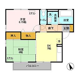 グランパルクC 2DKの間取図画像