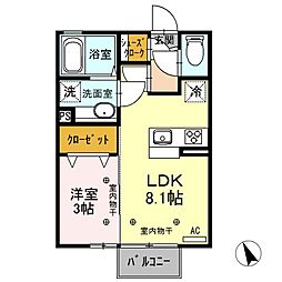パセオフロレスタA 1LDKの間取図画像