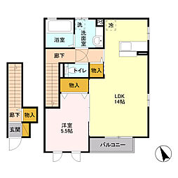 ロイヤルソレールB 1LDKの間取図画像