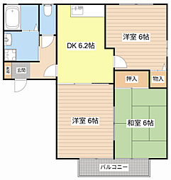 ドルフ花垣B 3DKの間取図画像