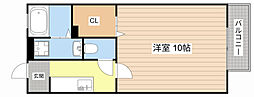 パークハイツC 1Kの間取図画像