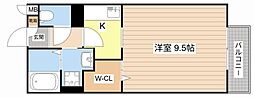 アンソレイユB 1Kの間取図画像