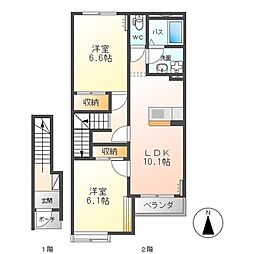 ウイングコートA 2LDKの間取図画像
