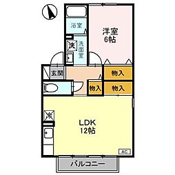 セジュール・ラムタラA 1LDKの間取図画像