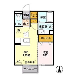 モリソレール 1DKの間取図画像