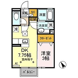 オリゾン 1DKの間取図画像