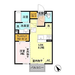 レインボー 1LDKの間取図画像