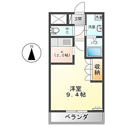 パーシモン 1Kの間取図画像
