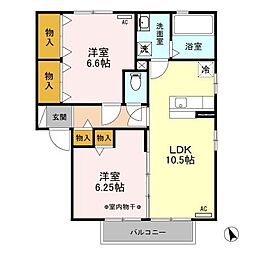 メゾン・ド・ペッツアルル 2LDKの間取図画像
