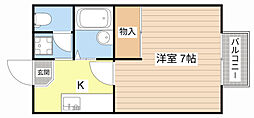 城北ハイツA 1Kの間取図画像