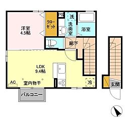サン・ビリーブ 1LDKの間取図画像