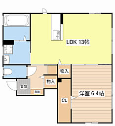 エバーグリーン 1LDKの間取図画像