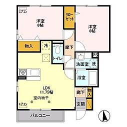 グランベルクB 2LDKの間取図画像