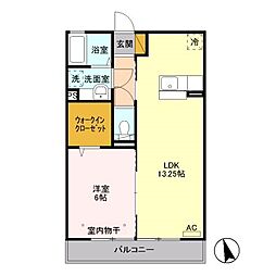 プティール3 1LDKの間取図画像