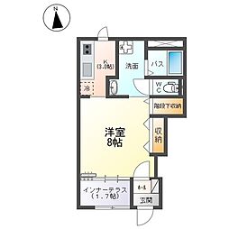 グランドコート3 1Kの間取図画像