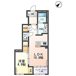 小山市大字粟宮アパート 1LDKの間取図画像