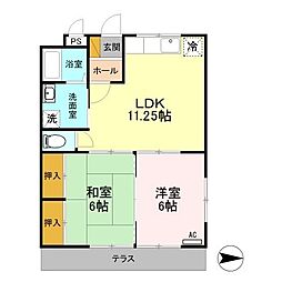 ハマノハイツ 2LDKの間取図画像