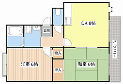 イースタン・パレス 2DKの間取図画像