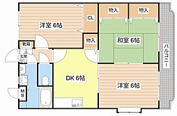 ユーミー若木 3DKの間取図画像