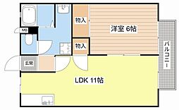 富田ハイツ 1LDKの間取図画像