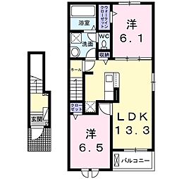ベルアムールA 2LDKの間取図画像